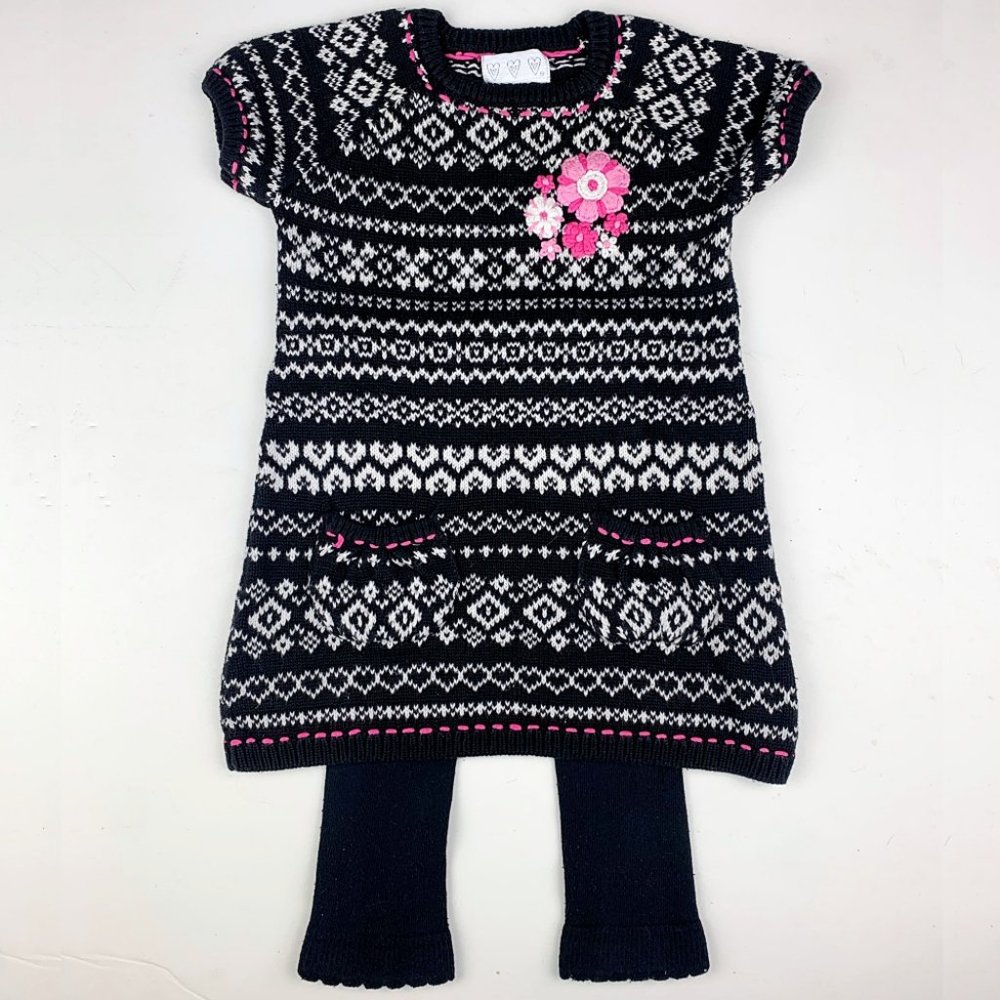 $5 CLEARANCE! Three Hearts Sweater Dress & Legging Set 12M